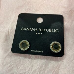 Banana Republic Gold-Tone Stud Earrings with Dark Center Stones